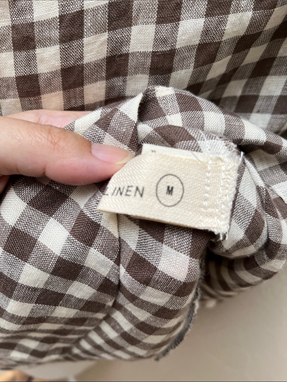 notPERFECTLINEN Mari Puff Sleeve Dress, Lightweight Chocolate Gingham, M, NWOT - Picture 12 of 14
